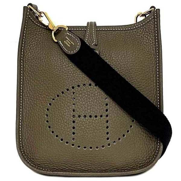 Hermes Shoulder Bag Evelyn TPM Beige Etoupe f-19942 Pochette Leather Taurillon Clemence Z Engraved HERMES Punching 2021 Navy Strap