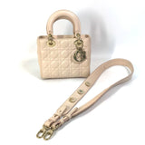 CHRISTIAN DIOR Mini 2WAY Hand Bag Pink Beige Beige