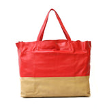 Celine Shoulder Bag Cabas Horizontal Tote 2way Red x Beige Ladies