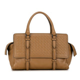 Bottega Veneta Intrecciato Handbag Brown Beige Leather Women's BOTTEGAVENETA