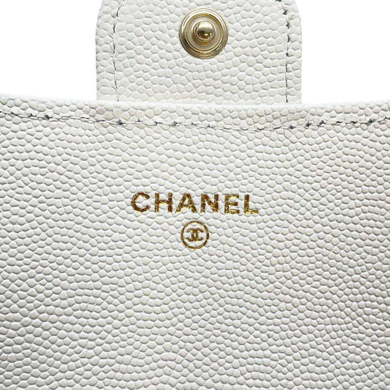 Chanel Long Wallet Classic Flap Matelasse Coco Mark Caviar Skin AP0241 CHANEL White