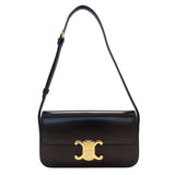 CELINE Women's Shoulder Bag Leather Triomphe Black