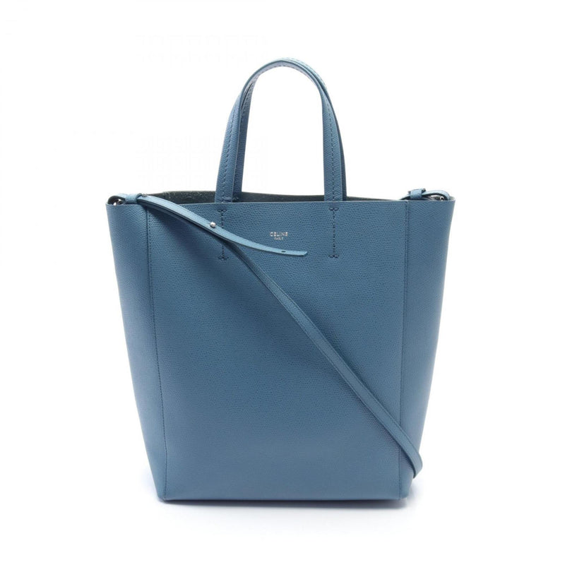 CELINE Vertical Small Cabas Tote Bag Leather Women's Blue 189813