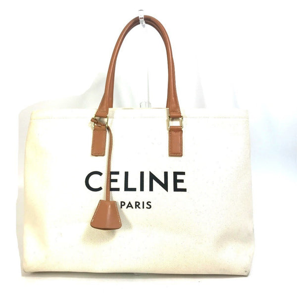 CELINE 190062 Horizontal Cabas Tote Bag Shoulder Canvas Leather Women's Natural Tan Beige