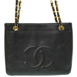 Chanel W Face Chain Shoulder Bag Caviar Skin Black