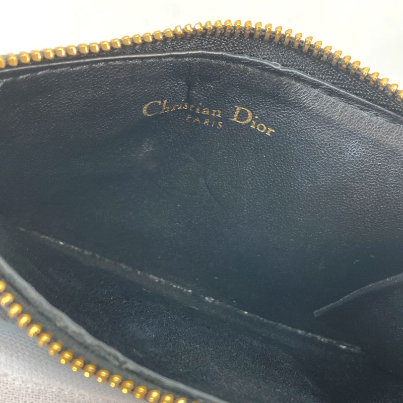 CHRISTIAN DIOR S5131UWHC_M900 Caro Cannage L-shaped zipper coin compartment wallet card case coin purse Black GoldHardware