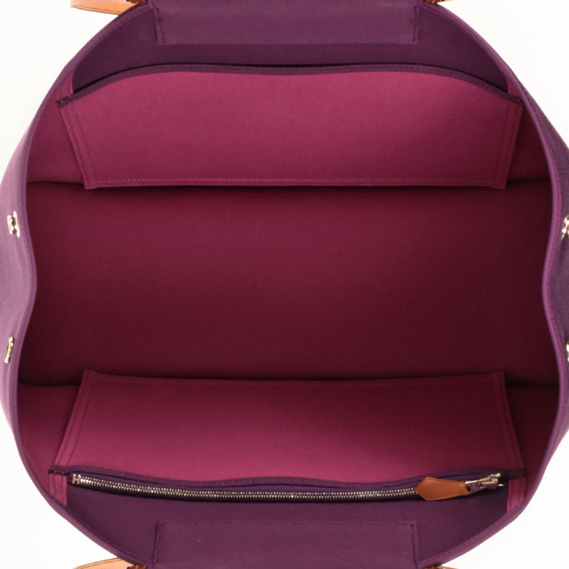 Hermes HERMES Cabag Elan Handbag Toile Officier Leather □P (manufactured in 2012) engraved Purple bicolor