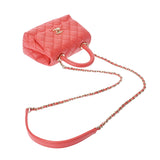 CHANEL Matelasse XXS Salmon Pink Champagne AS2215 Women's Caviar Skin Handbag