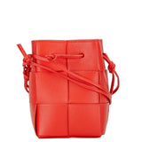 Bottega Veneta Maxi Intrecciato Small Cassette Bag Handbag Red Leather Women's BOTTEGAVENETA