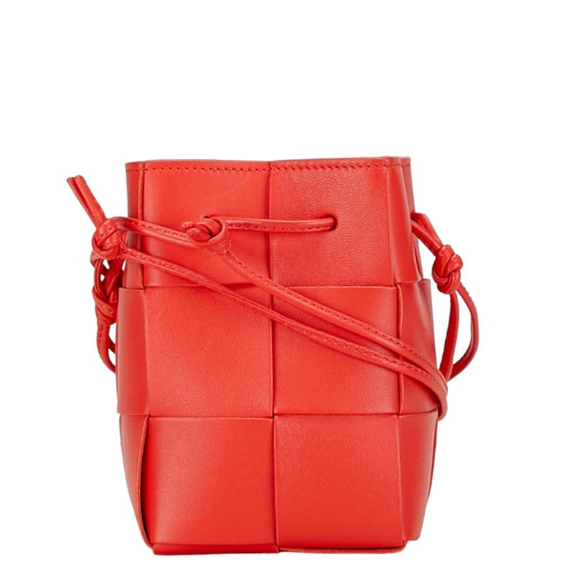 Bottega Veneta Maxi Intrecciato Small Cassette Bag Handbag Red Leather Women's BOTTEGAVENETA