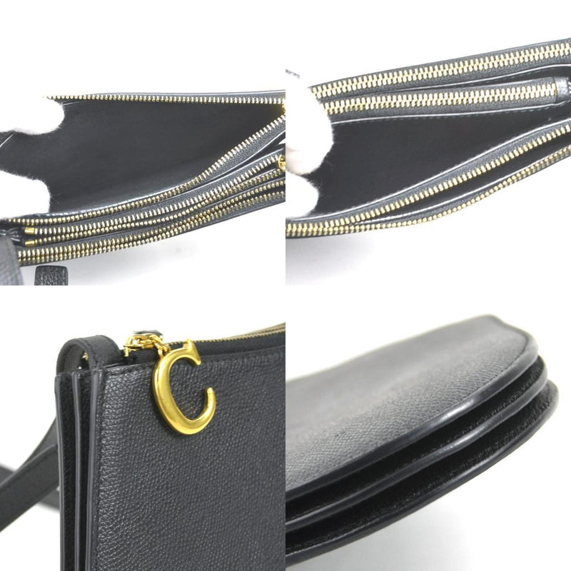 Christian Dior Crossbody Shoulder Bag Saddle Leather Black Women's