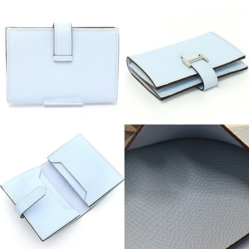 Hermes HERMES Bearn Card Case Business Holder Epson Blue Brum Z Engraved