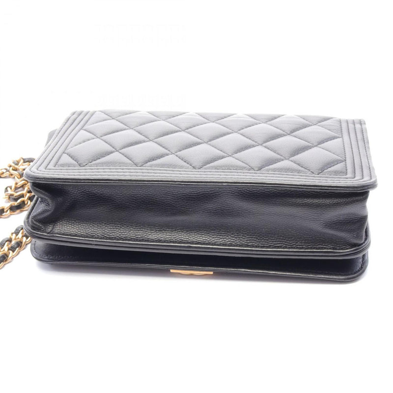 CHANEL Boy Chanel Matelasse Shoulder Bag Leather Grained Calfskin Women's Black AP1117