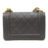 CHANEL Boy Chanel Mini Chain Shoulder Bag Gray Caviar Skin (Grained Calf)