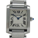 Cartier Women's Tank Francaise Watch SM Quartz Stainless Steel SS W51008Q3 Silver Ivory Polished