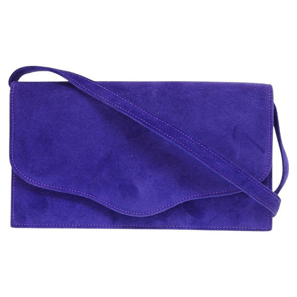 Hermes Dobris Shoulder Clutch Bag Purple 〇S Engraved Suede 0058HERMES Strap