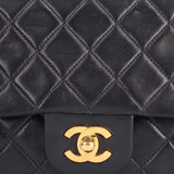 CHANEL Double Flap 25 Matelasse Shoulder Bag Chanel Lambskin Navy Women's