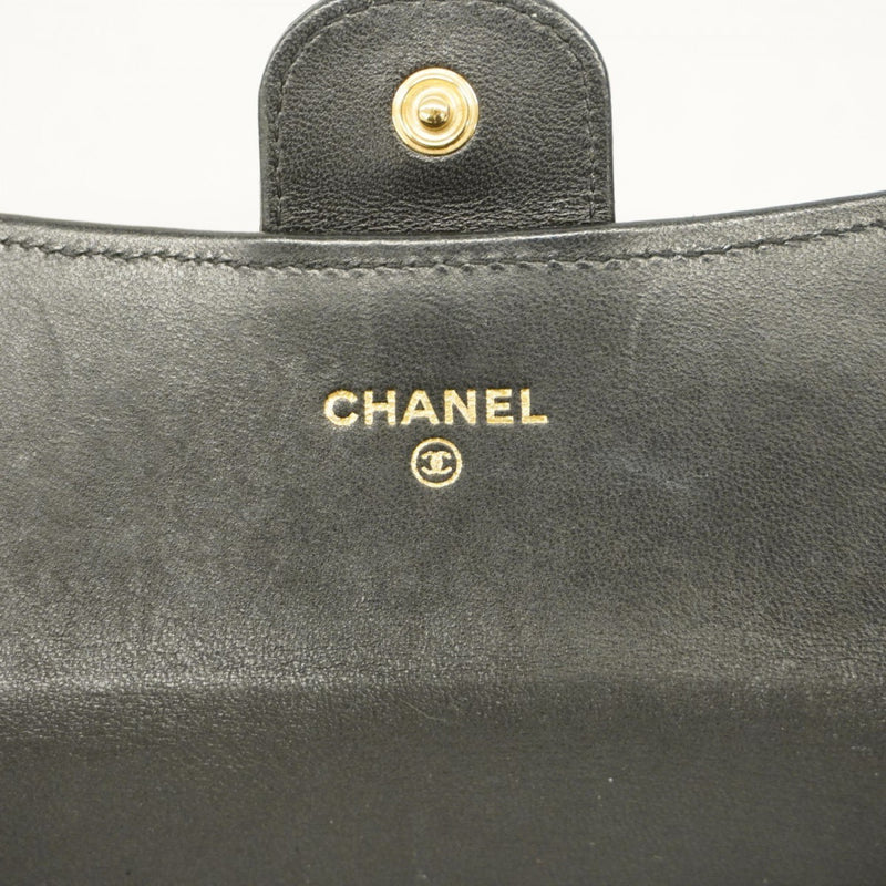 Chanel Long Wallet Matelasse Lambskin Black Women's