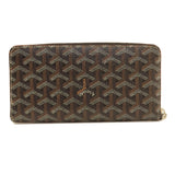 Goyard Zip GM Herringbone Pattern Long Wallet Coated Canvas Leather Women's