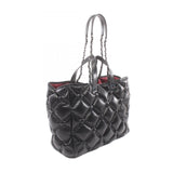 CHANEL Bubble Quilt Tote Bag, Lambskin, Women's, Black