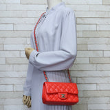 Chanel Chain Matelasse Shoulder Bag Lambskin Red Ladies CHANEL