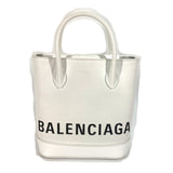 Balenciaga 596159 logo 2WAY Hand Bag Tote Bag Crossbody Shoulder Bag White Black