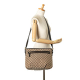 Gucci GG Canvas Shoulder Bag 388930 Beige Brown Leather Women's GUCCI