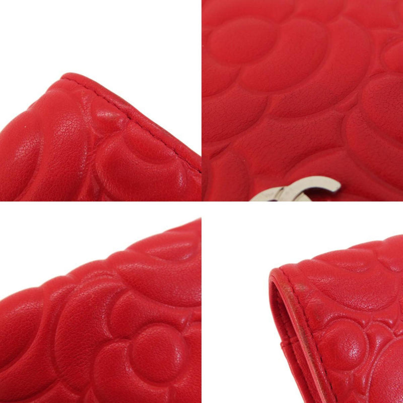 Chanel Chain Wallet Camellia Coco Mark Long Leather Women's