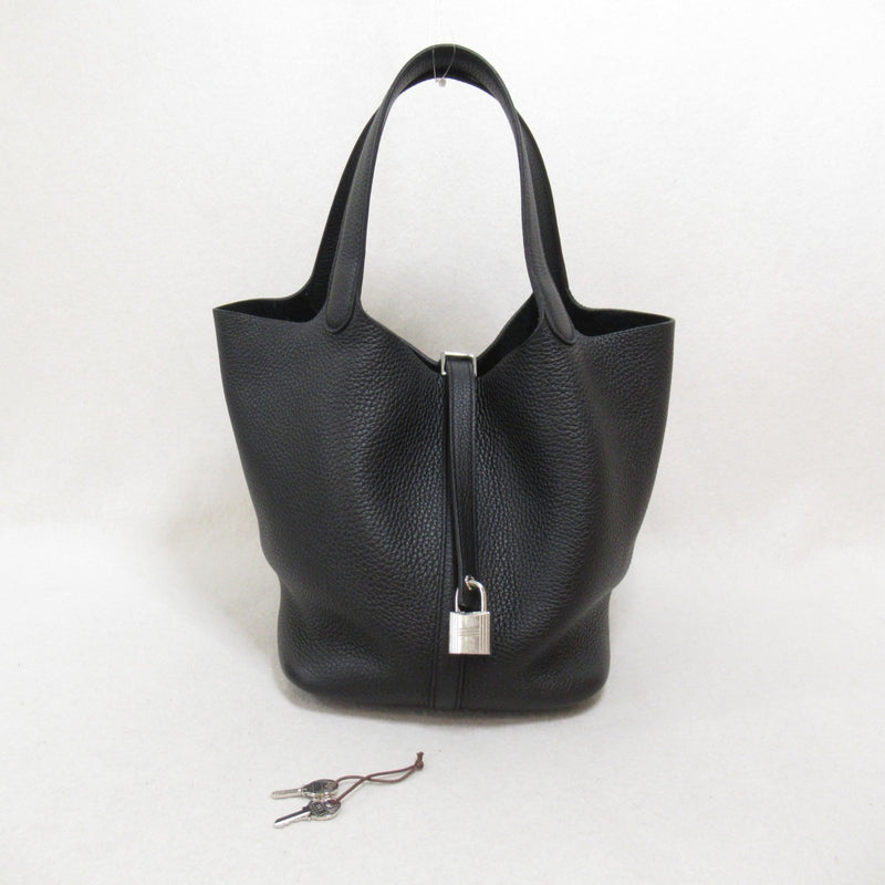 HERMES Picotin Lock MM Tote Bag Black Taurillon Clemence leather