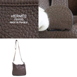 HERMES Crossbody Shoulder Bag Evelyn 3 GM Taurillon Clemence/Canvas Dark Brown Silver Unisex