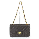 CHANEL W Flap Matelasse Chain Shoulder Bag Lambskin Black Women's