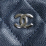 CHANEL Chanel Matelasse Round Chain Shoulder Bag Navy Women's