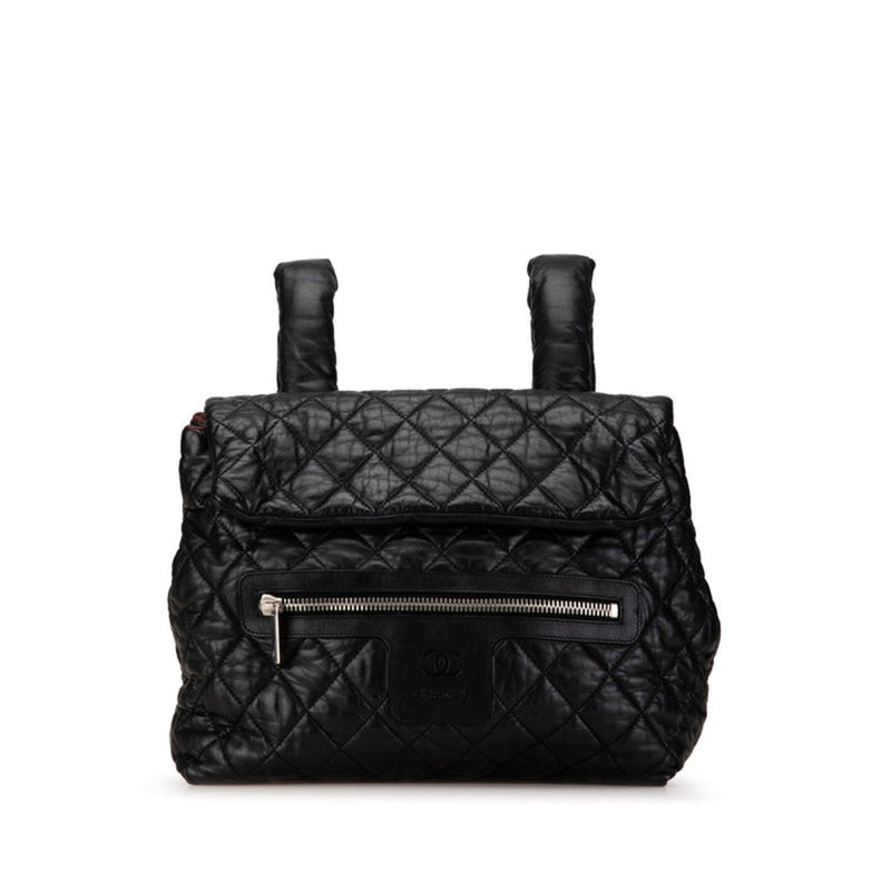 CHANEL Coco Cocoon Mark Backpack 7094 Black Lambskin Women's