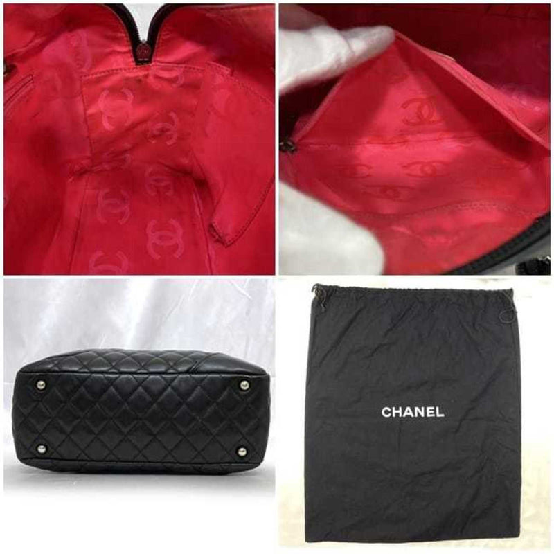 Chanel Boston bag f-21268 Black Cambon A25171 Bowling Lambskin 10 series CHANEL Coco mark black Ladies