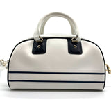 Christian Dior Handbag Crossbody Shoulder Bag Vibe Small Bowling Leather White x Navy Ladies