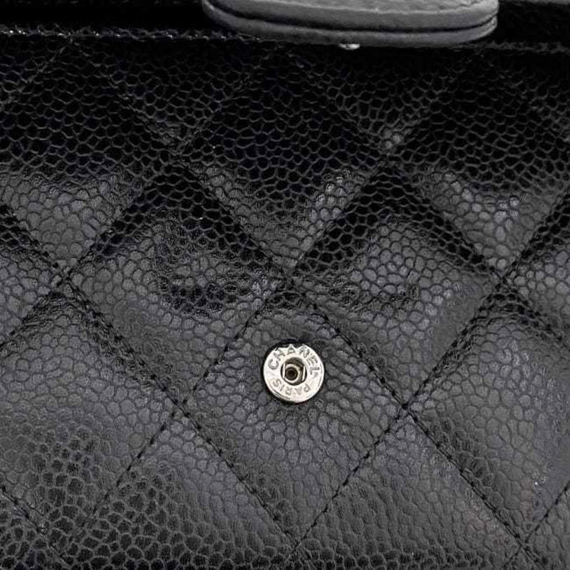 Chanel Bi-fold Long Wallet Black Matelasse AP0241 Leather Caviar Skin 28376574 CHANEL Coco Mark Flap Quilting Women's