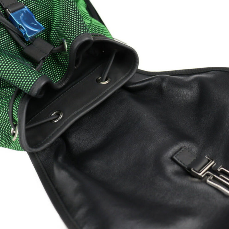 BALENCIAGA Balenciaga Traveler S Backpack Daypack 382830 Nylon Canvas Leather Green Black Rucksack