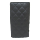 CHANEL Cambon Zip Long Wallet Black enamel Calfskin (cowhide)