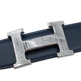 HERMES Belt Constance Box Calf Taurillon Clemence Reversible Blue Marine Navy Grimoire Gray #85