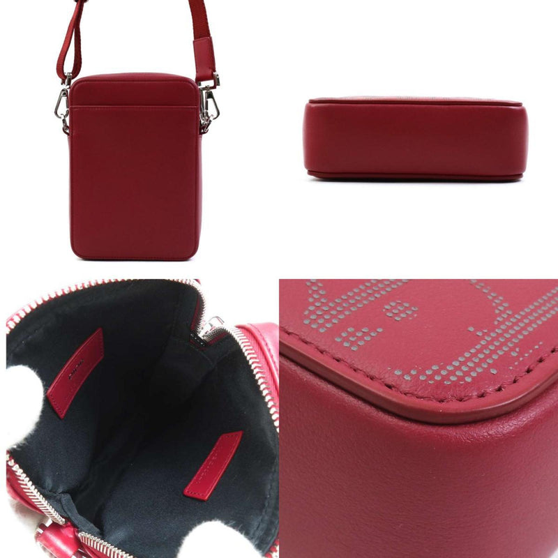 Christian Dior Shoulder Bag Leather Red Women's 99930g