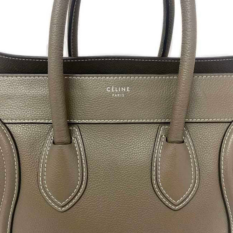 Celine Tote Bag Luggage Shopper Beige Gray 165213 Leather CELINE Stitch Ladies