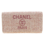 CHANEL Coco Mark Long Wallet Leather/Tweed Women's