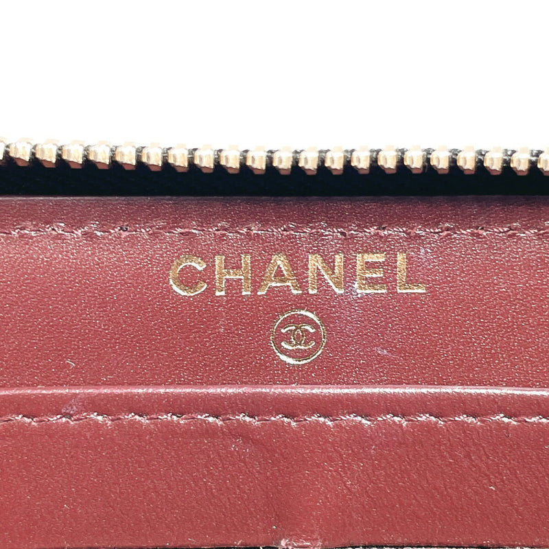 CHANEL Coco Mark Round Long Wallet Matte Caviar Skin Black Women's N4044663