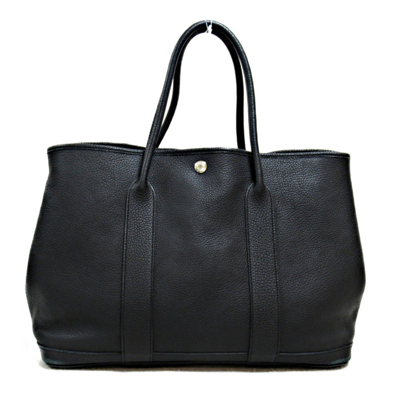 HERMES Garden Party PM Tote Bag Black Country leather leather