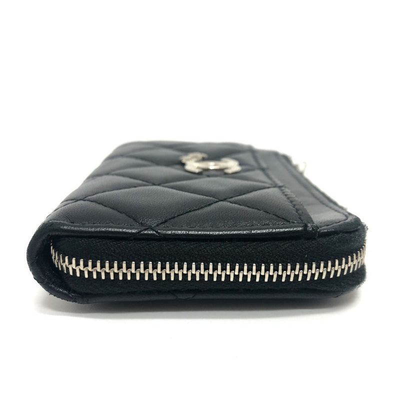 CHANEL AP3732 Matelasse Coco Mark Star Card Coin Purse Wallet/Coin Case Lambskin Women's Black