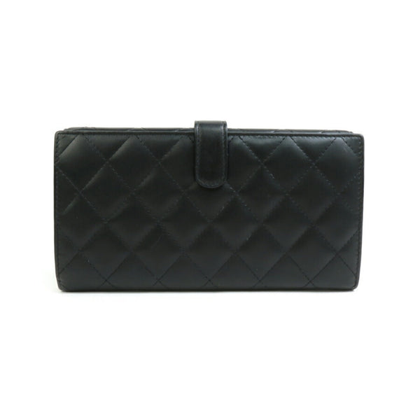 CHANEL Bi-fold Wallet Cambon Line Lambskin Black Women's 99887f