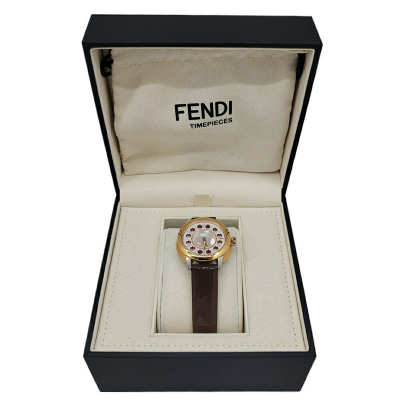 FENDI Fendi Eye Shine Enamel Belt SS 3 Colors Quartz Brown Watch Clock Fashionable Shell Black Spinel Topaz Women's