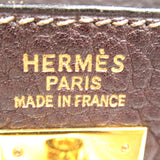 HERMES Kelly 35 Brown Chocolat Fjord leather Calfskin (cowhide)