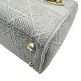 Christian Dior LADY D-LITE Medium Bag Cannage Embroidery Gray M0565OREY_M950 Embroidered Shoulder Handbag Women's