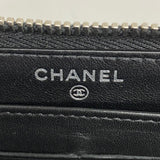 Chanel Long Wallet Camellia Lambskin Black White Women's